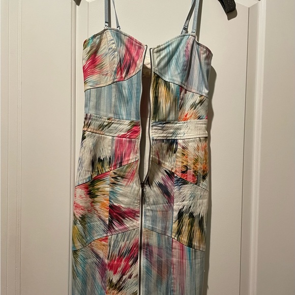 Artelier Nicole Miller Bodycon Full Zipper Tropical Print Mini Dress Size 2 - Picture 4 of 7